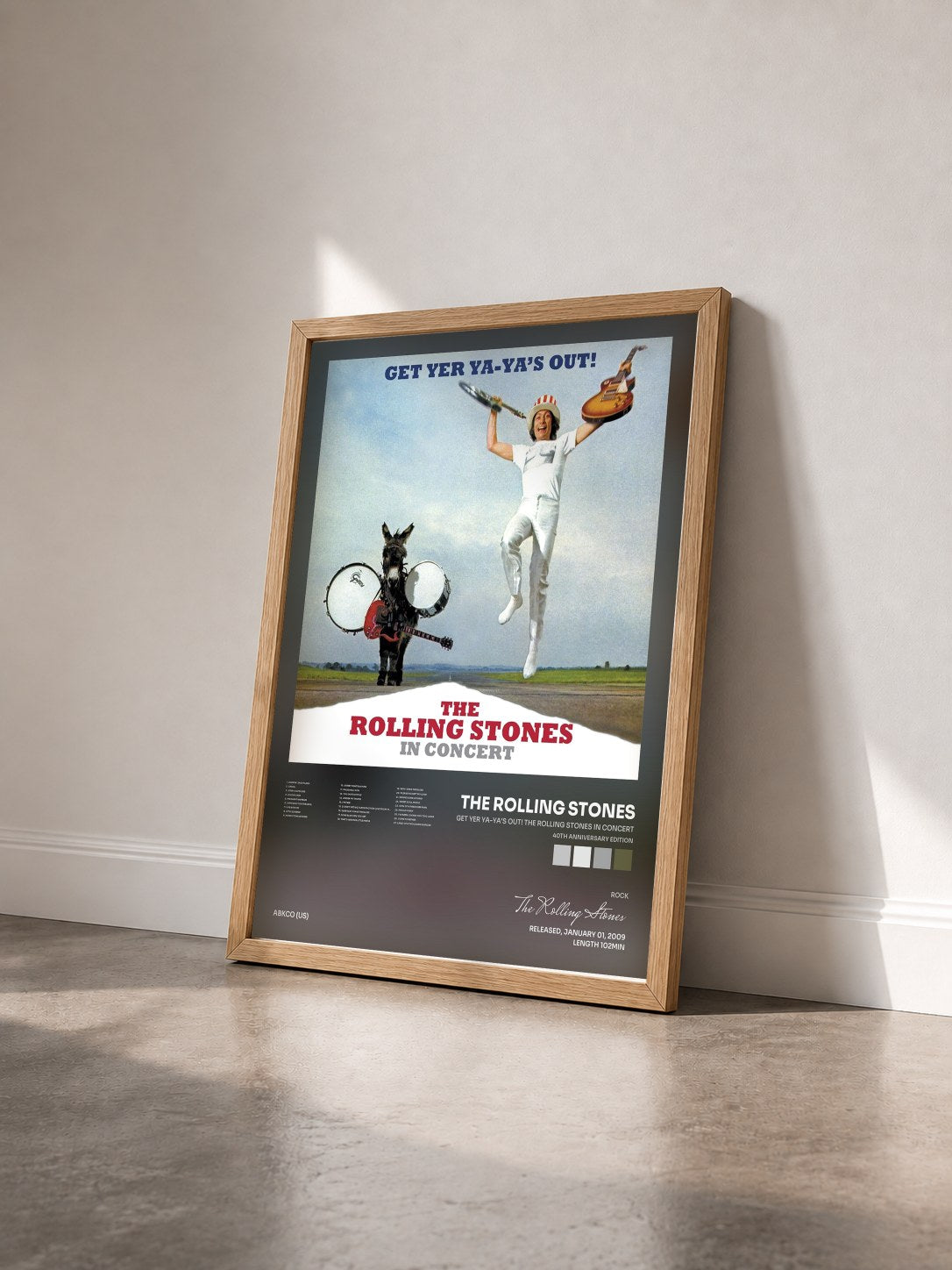 #bois Tableau de l'album Get Yer Ya-Ya's Out! The Rolling Stones In Concert (40th Anniversary Edition) de The Rolling Stones vu de trois quarts, cadre en bois brut