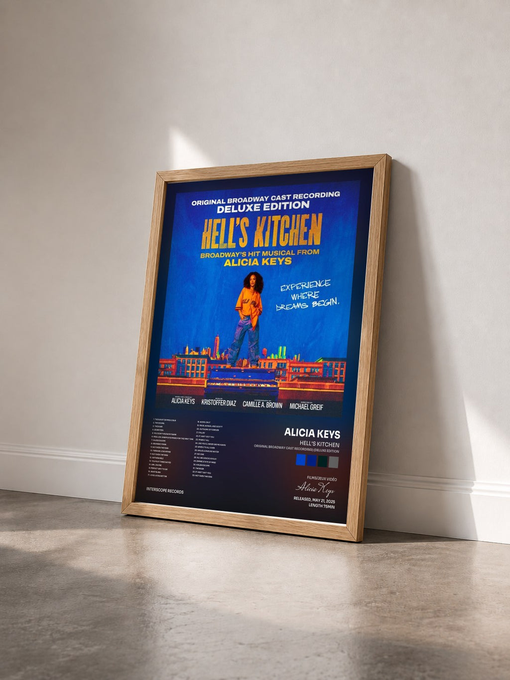 #bois Tableau de l'album Hell's Kitchen (Original Broadway Cast Recording) (Deluxe Edition) de Alicia Keys vu de trois quarts, cadre en bois brut