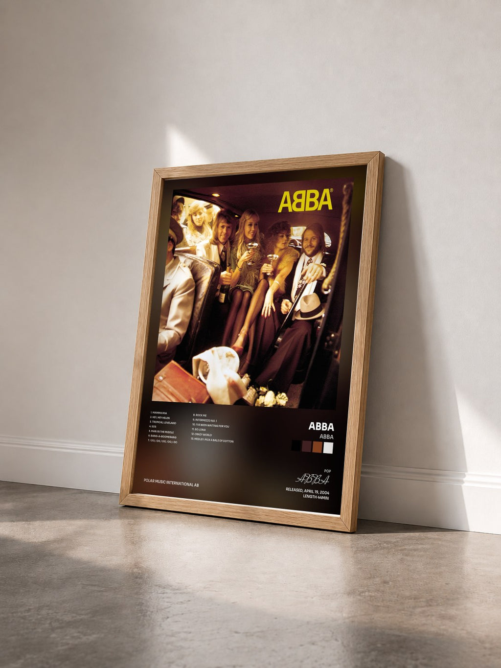 #bois Tableau de l'album Abba de ABBA vu de trois quarts, cadre en bois brut