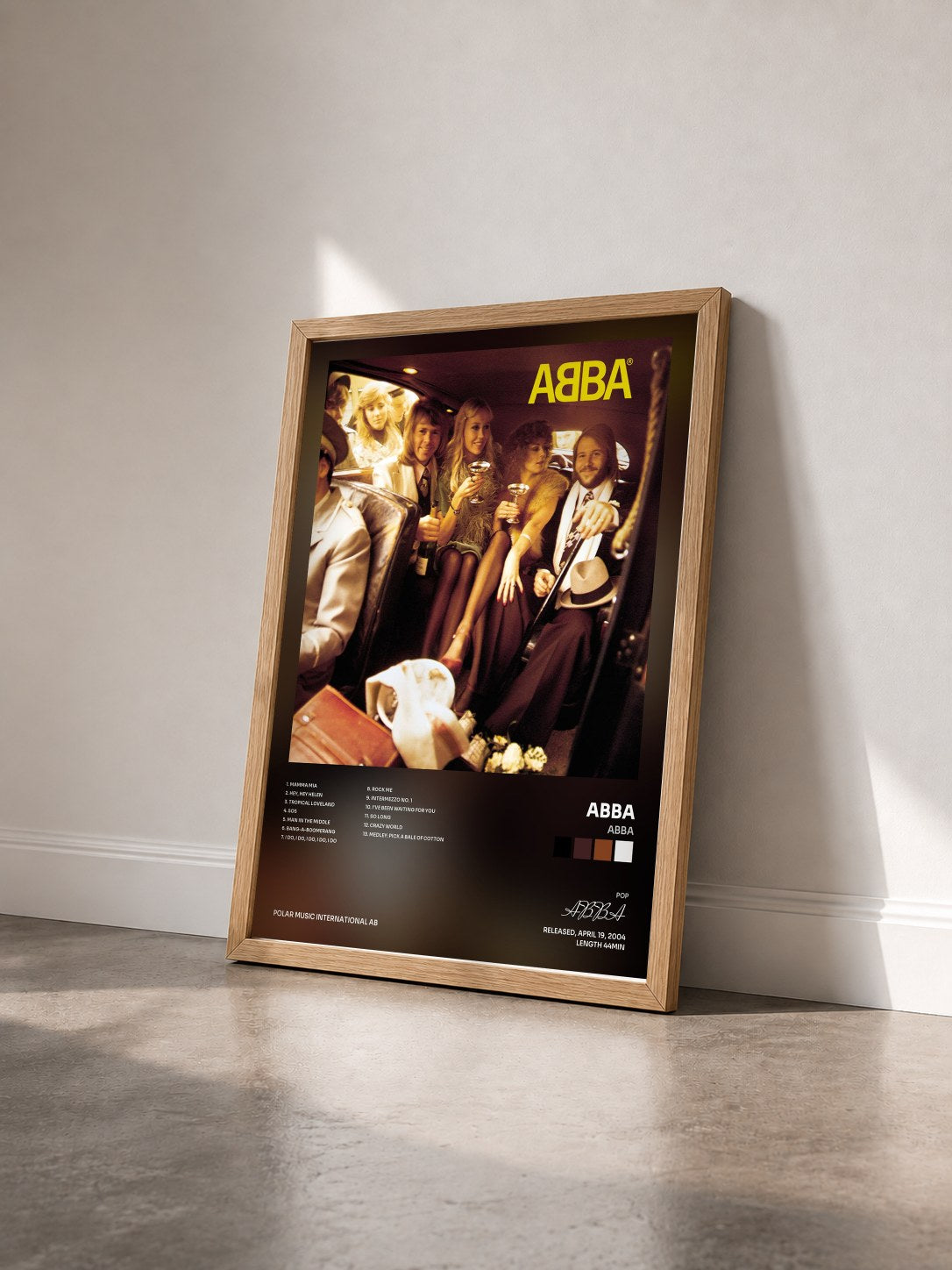 #bois Tableau de l'album Abba de ABBA vu de trois quarts, cadre en bois brut