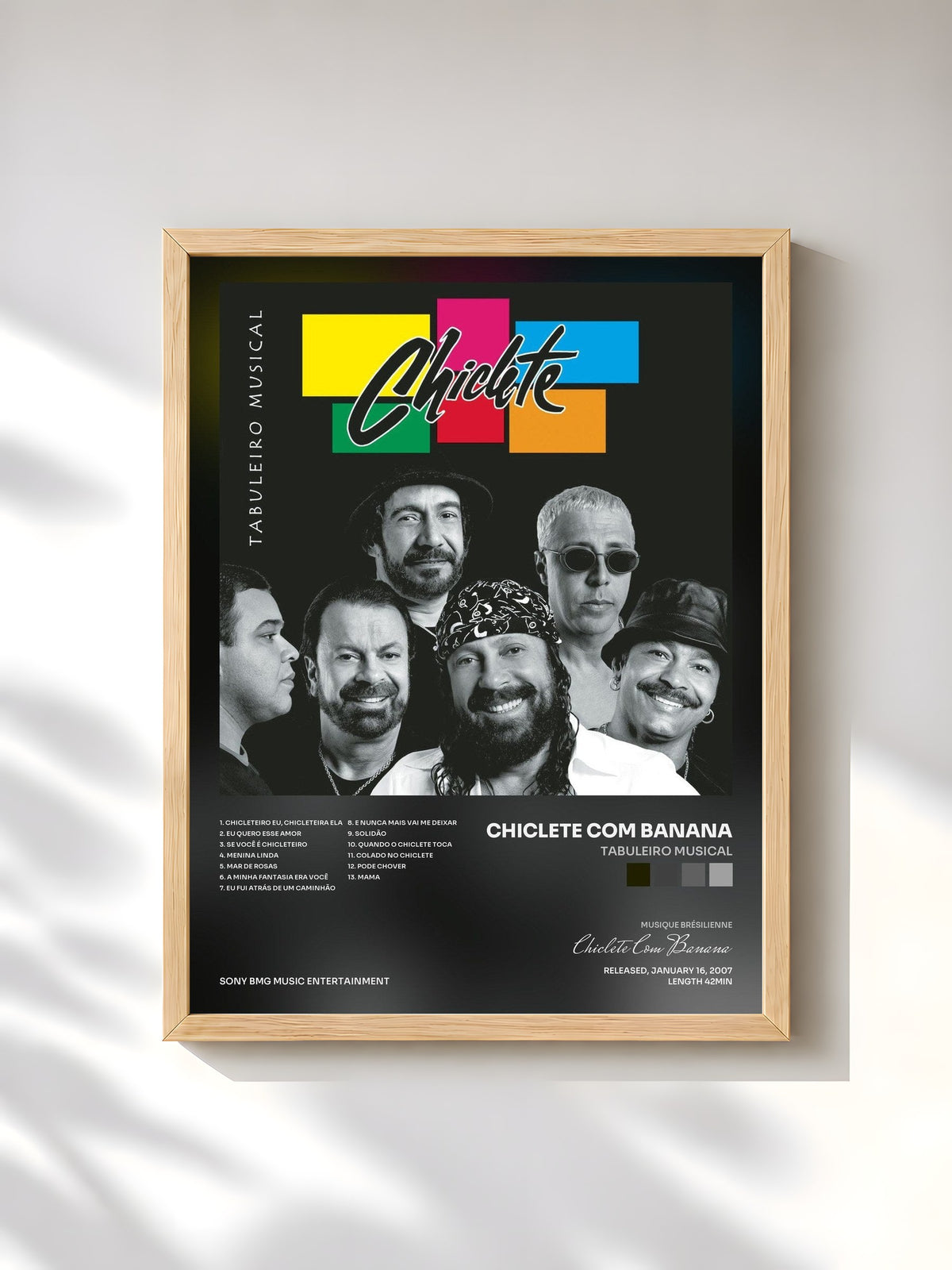 #bois Tableau de l'album Tabuleiro Musical de Chiclete Com Banana, cadre en bois brut, imprimé et encadré en France