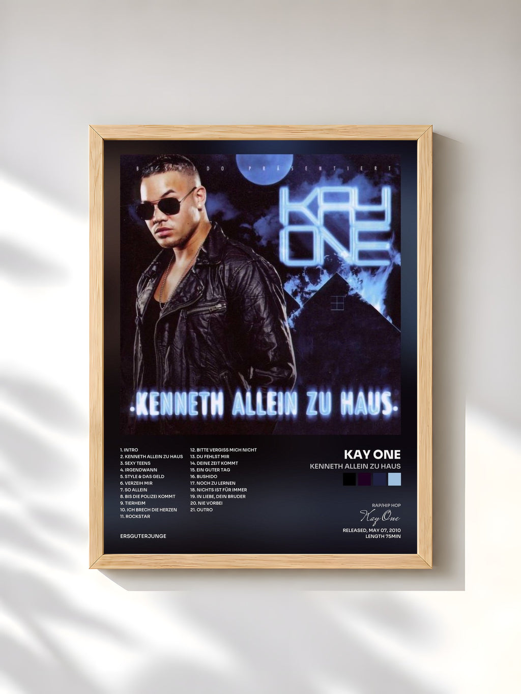 #bois Tableau de l'album Kenneth allein zu Haus de Kay One, cadre en bois brut, imprimé et encadré en France