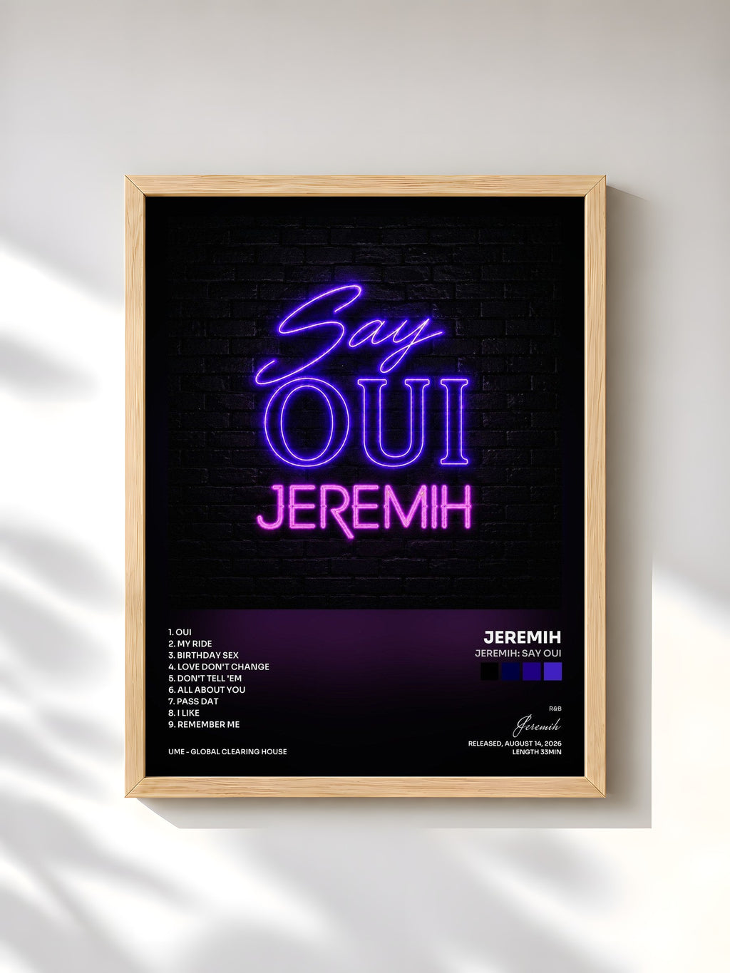 #bois Tableau de l'album Jeremih: Say Oui de Jeremih, cadre en bois brut, imprimé et encadré en France