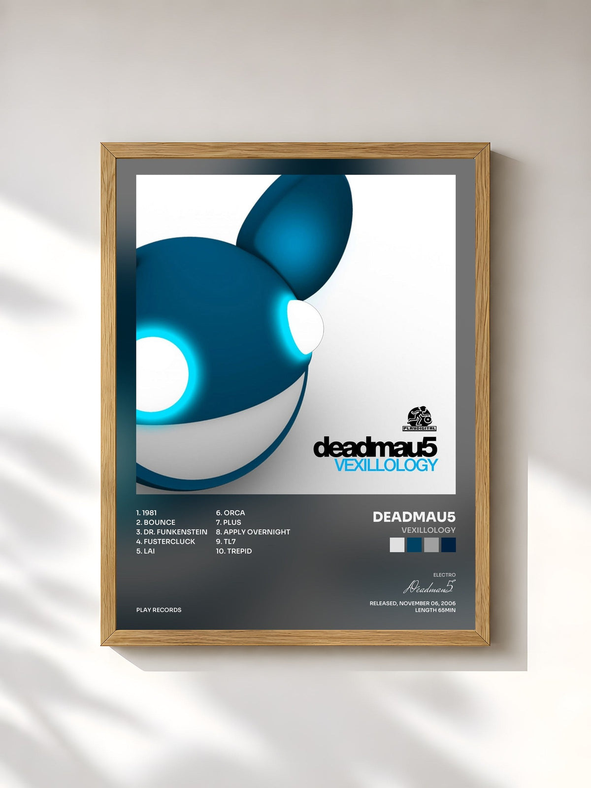 #bois Tableau de l'album Vexillology de Deadmau5, cadre en bois brut, imprimé et encadré en France