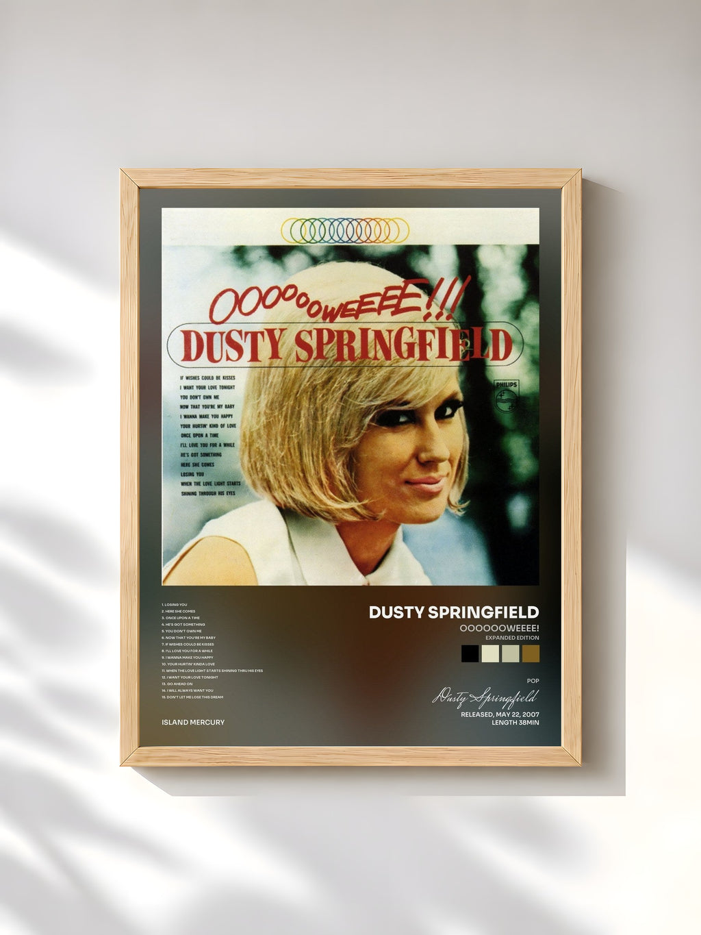 #bois Tableau de l'album Ooooooweeee! (Expanded Edition) de Dusty Springfield, cadre en bois brut, imprimé et encadré en France