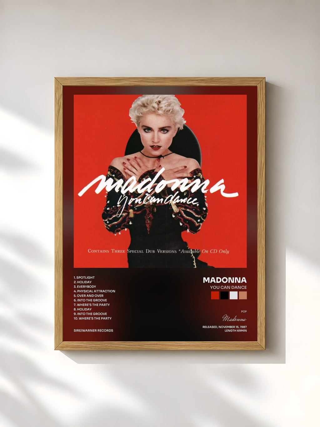#bois Tableau de l'album You Can Dance de Madonna, cadre en bois brut, imprimé et encadré en France