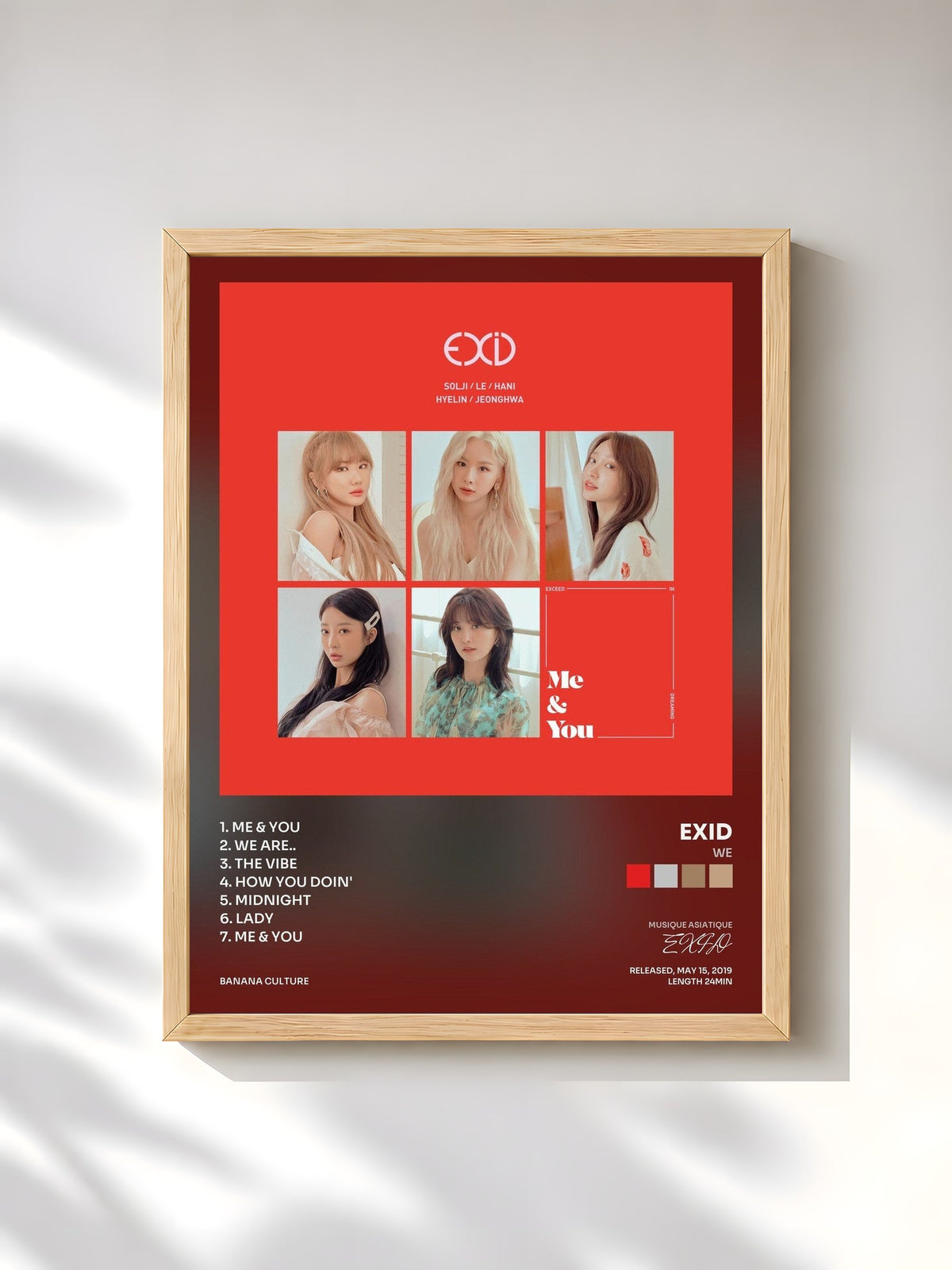 #bois Tableau de l'album WE de EXID, cadre en bois brut, imprimé et encadré en France