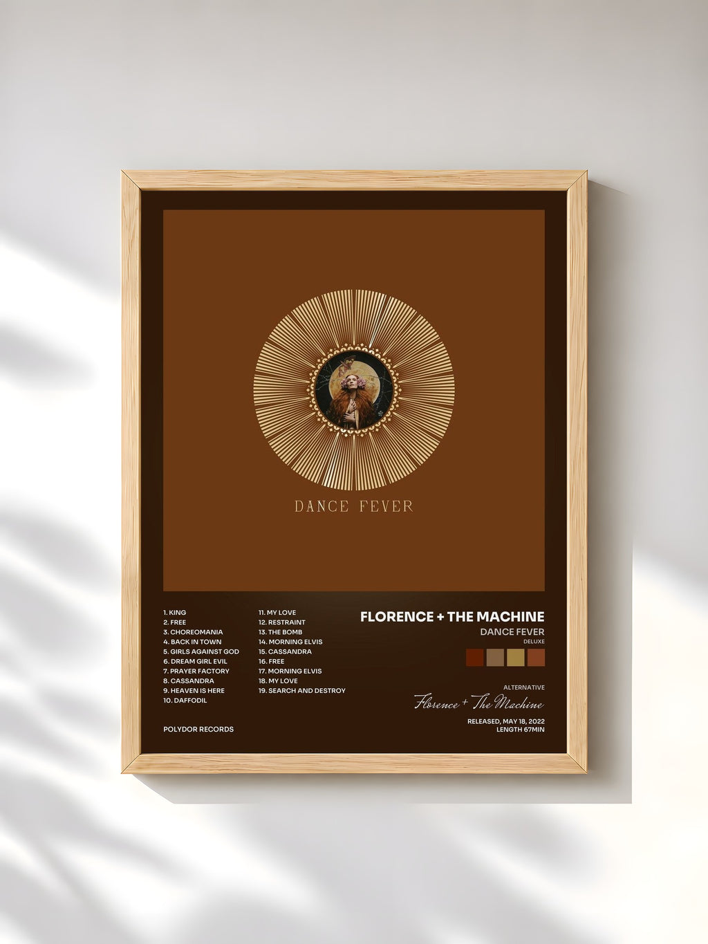 #bois Tableau de l'album Dance Fever (Deluxe) de Florence + The Machine, cadre en bois brut, imprimé et encadré en France