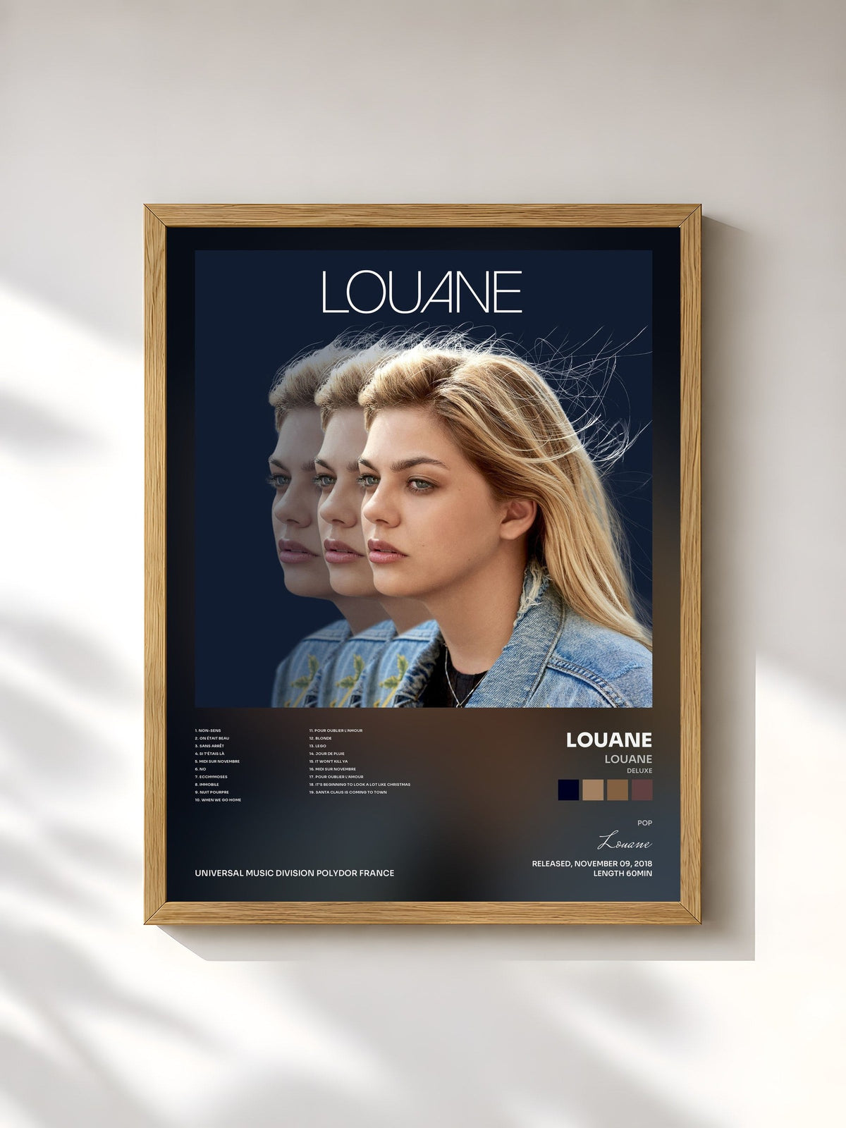 #bois Tableau de l'album Louane (Deluxe) de Louane, cadre en bois brut, imprimé et encadré en France