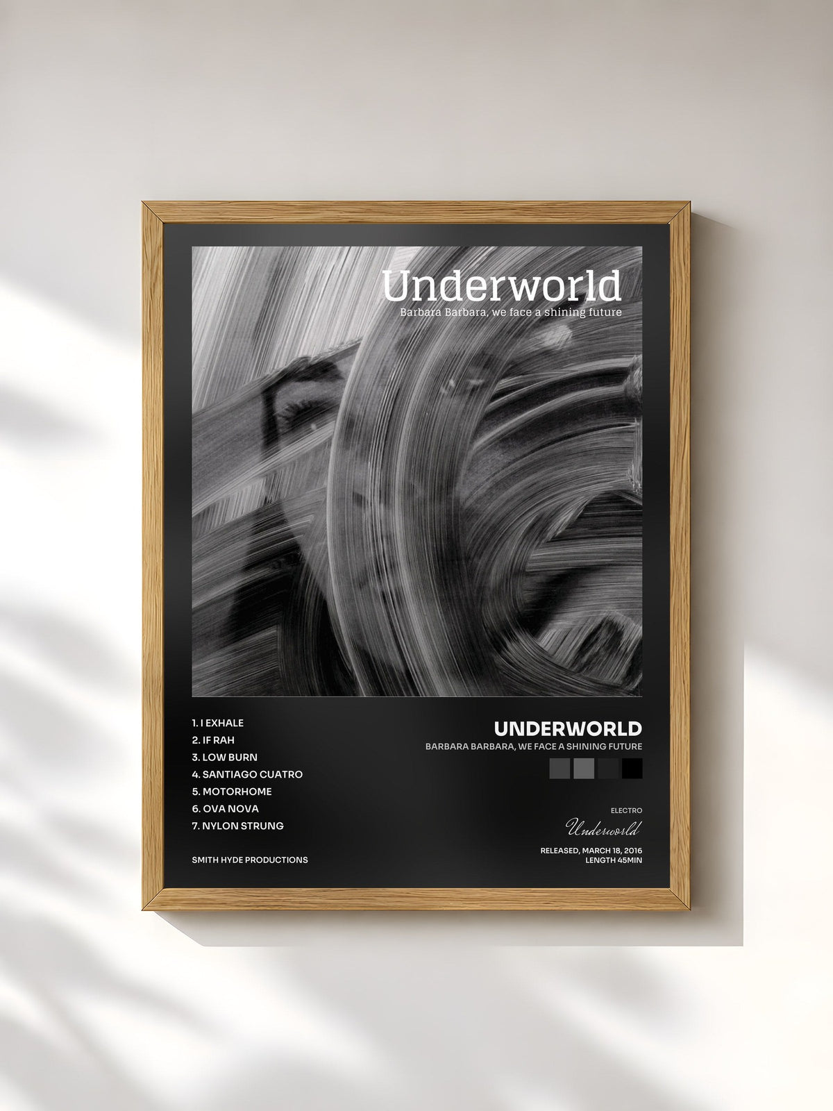 #bois Tableau de l'album Barbara Barbara, we face a shining future de Underworld, cadre en bois brut, imprimé et encadré en France