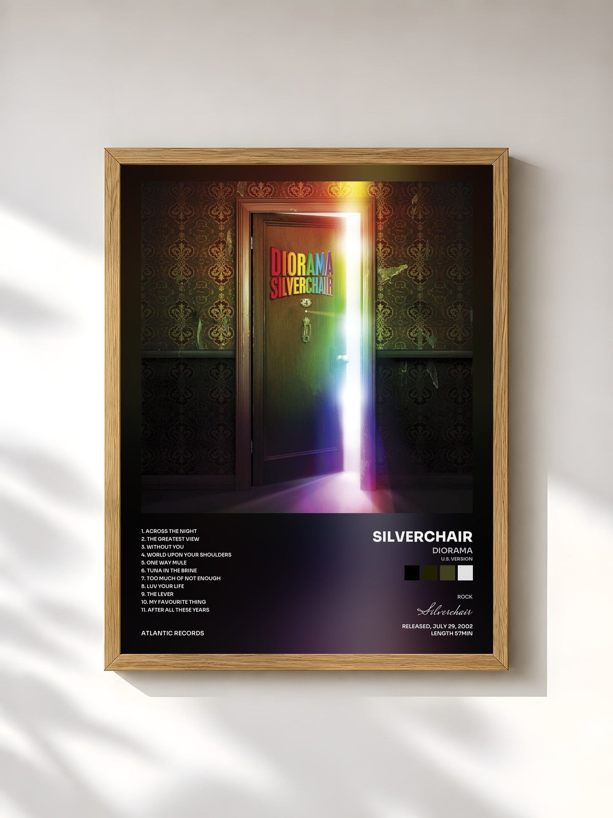 #bois Tableau de l'album Diorama (U.S. Version) de Silverchair, cadre en bois brut, imprimé et encadré en France