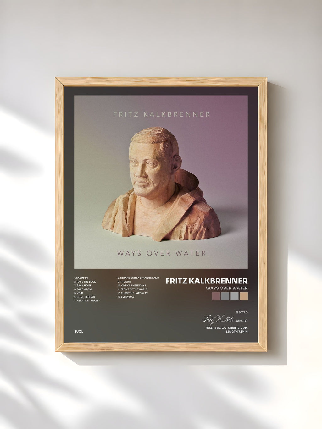 #bois Tableau de l'album Ways over Water de Fritz Kalkbrenner, cadre en bois brut, imprimé et encadré en France