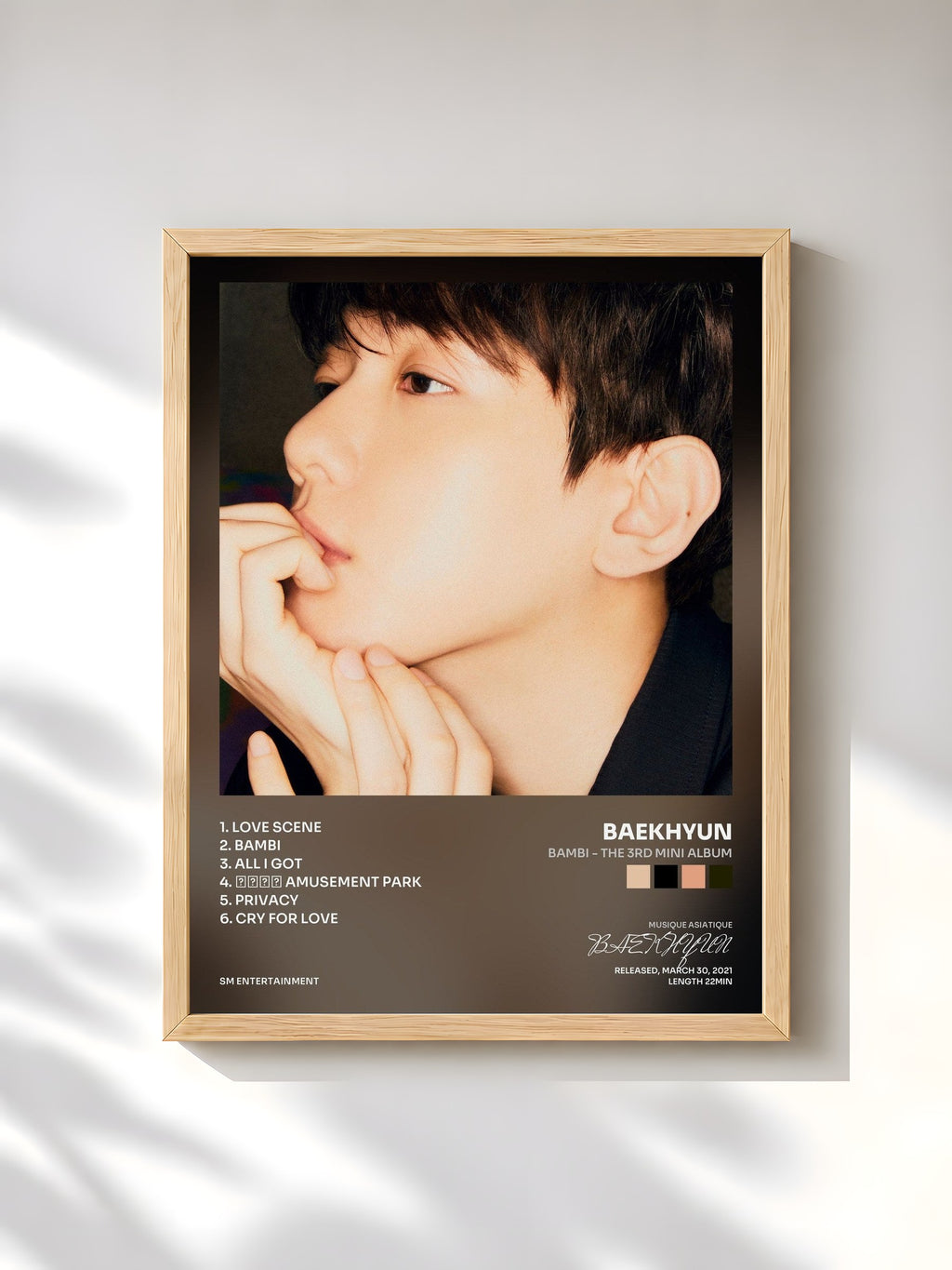 #bois Tableau de l'album Bambi - The 3rd Mini Album de BAEKHYUN, cadre en bois brut, imprimé et encadré en France