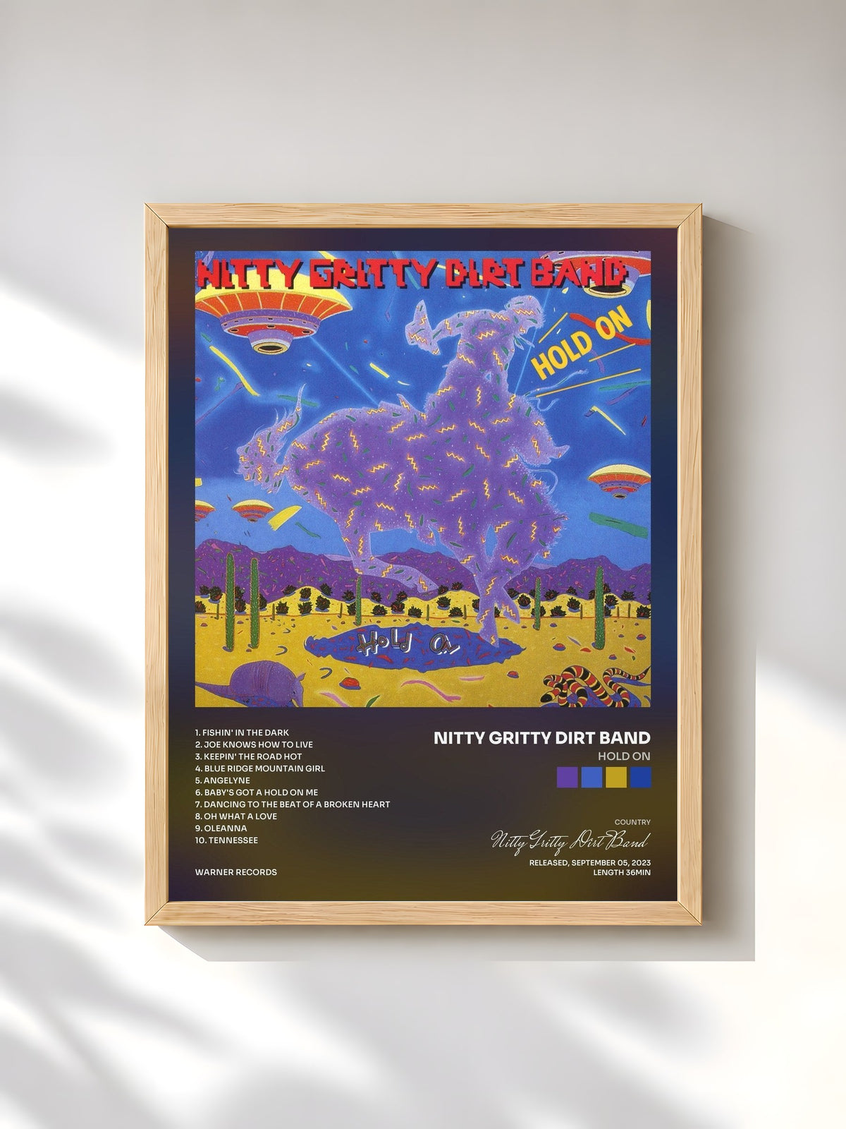 #bois Tableau de l'album Hold On de Nitty Gritty Dirt Band, cadre en bois brut, imprimé et encadré en France