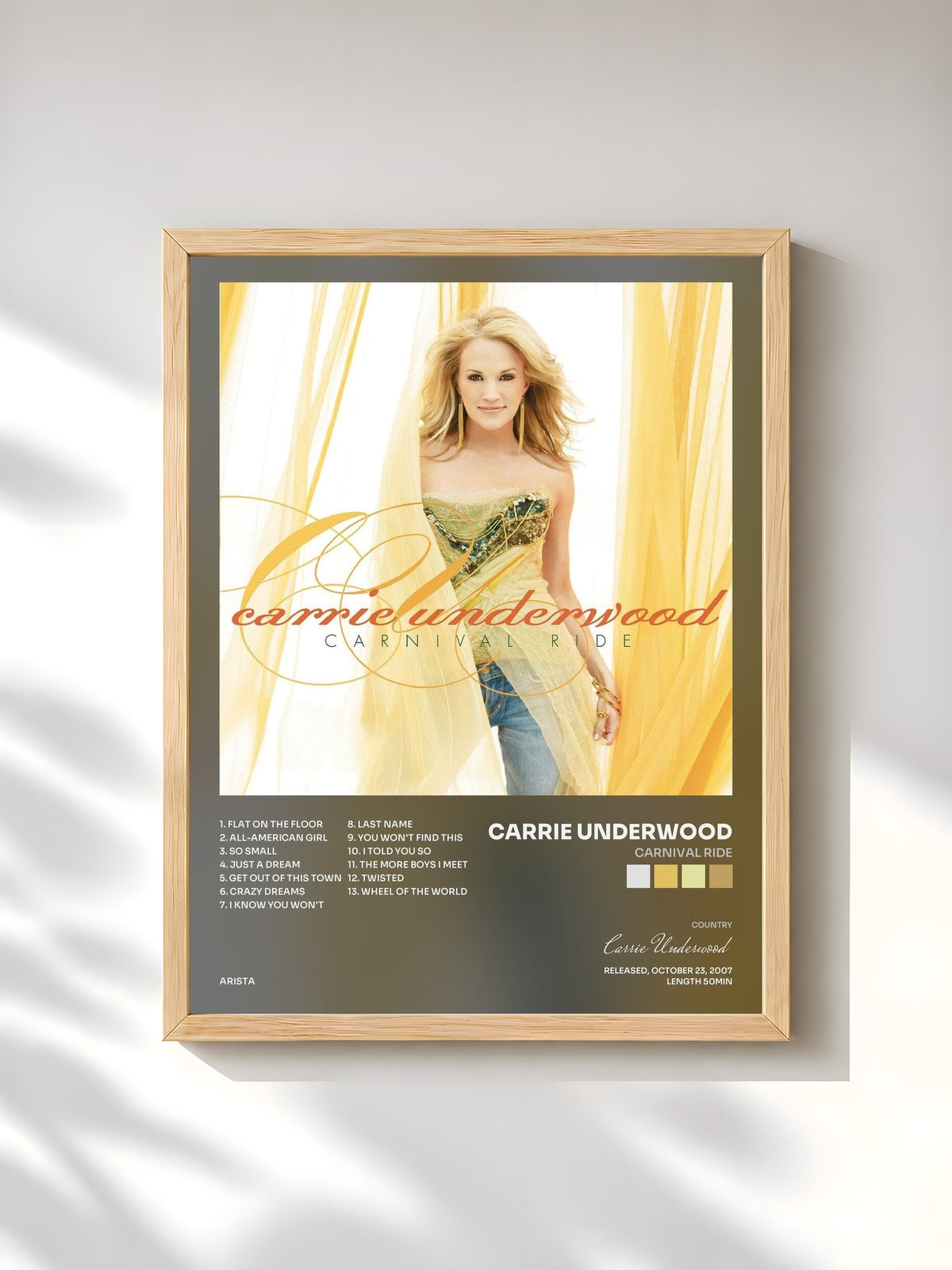 #bois Tableau de l'album Carnival Ride de Carrie Underwood, cadre en bois brut, imprimé et encadré en France