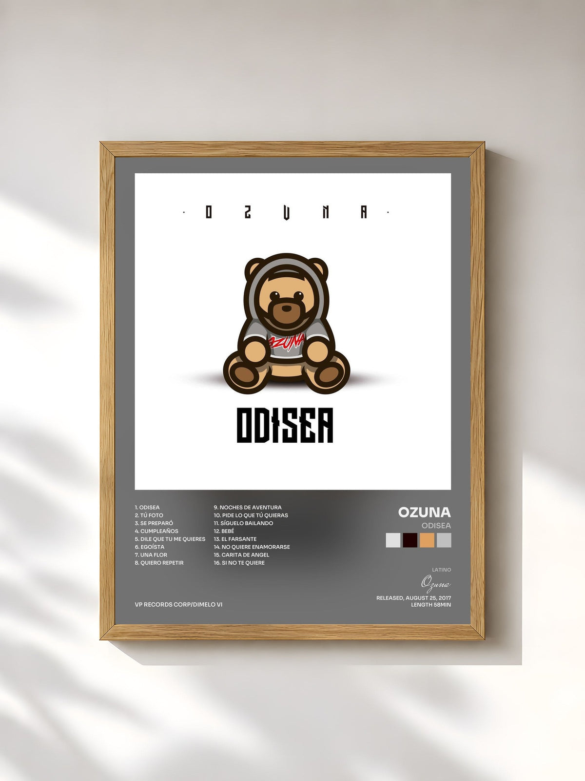 #bois Tableau de l'album Odisea de Ozuna, cadre en bois brut, imprimé et encadré en France