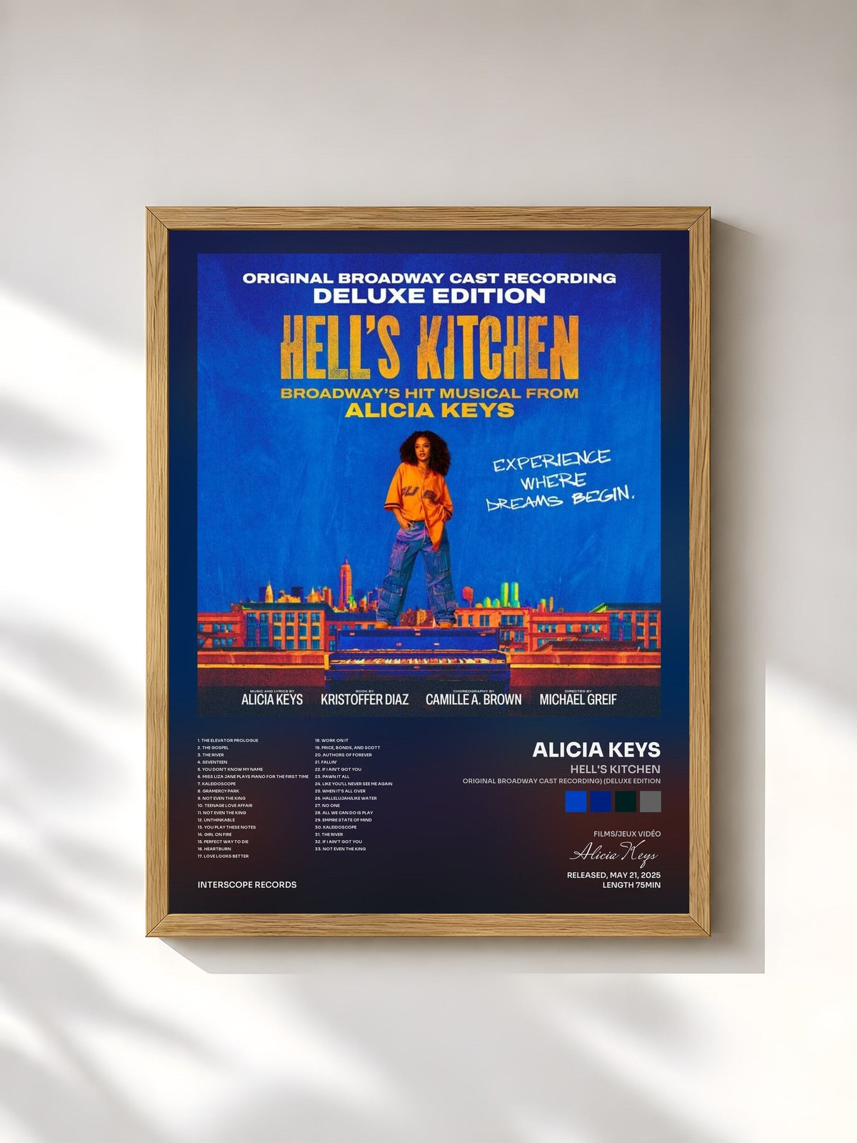 #bois Tableau de l'album Hell's Kitchen (Original Broadway Cast Recording) (Deluxe Edition) de Alicia Keys, cadre en bois brut, imprimé et encadré en France