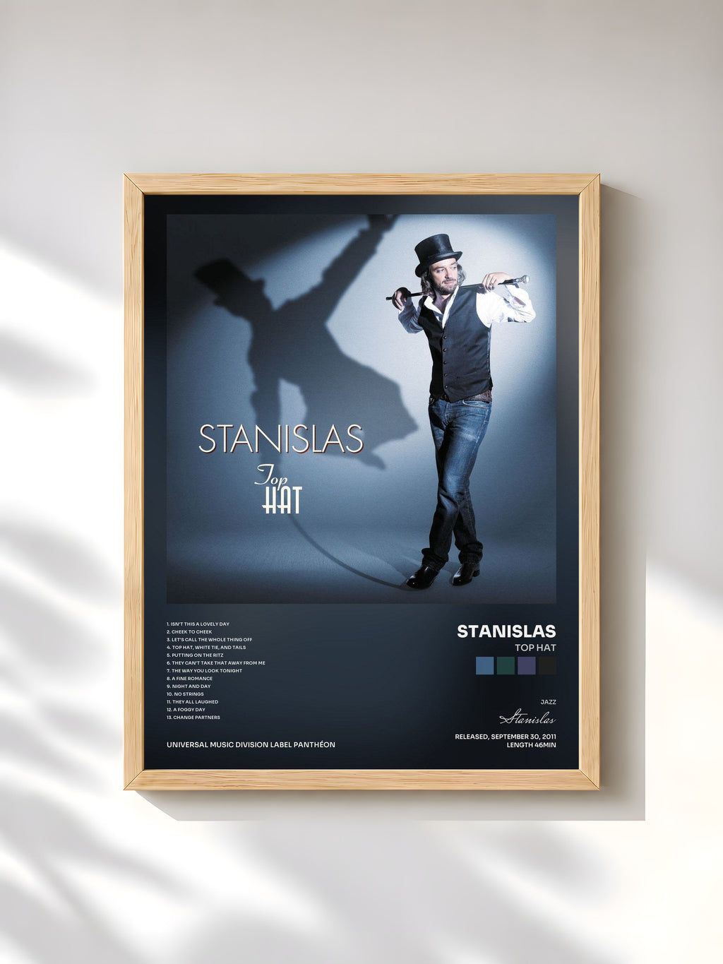#bois Tableau de l'album Top Hat de Stanislas, cadre en bois brut, imprimé et encadré en France