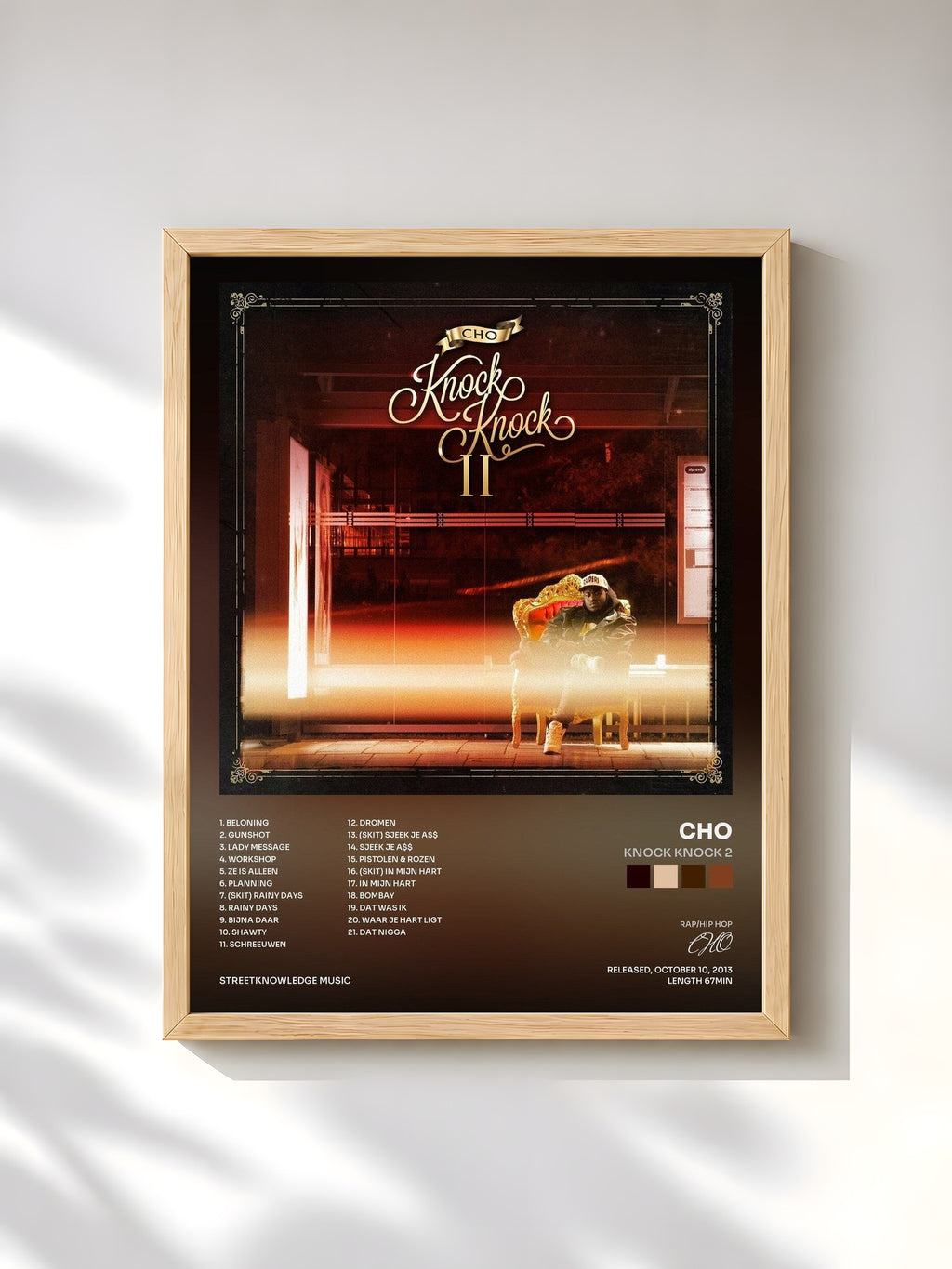 #bois Tableau de l'album Knock Knock 2 de CHO, cadre en bois brut, imprimé et encadré en France