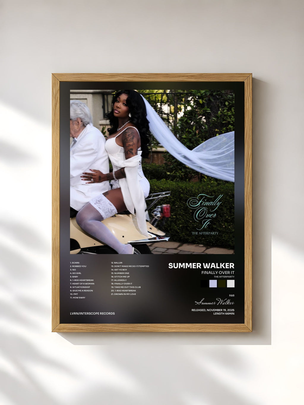 #bois Tableau de l'album Finally Over It (The Afterparty) de Summer Walker, cadre en bois brut, imprimé et encadré en France