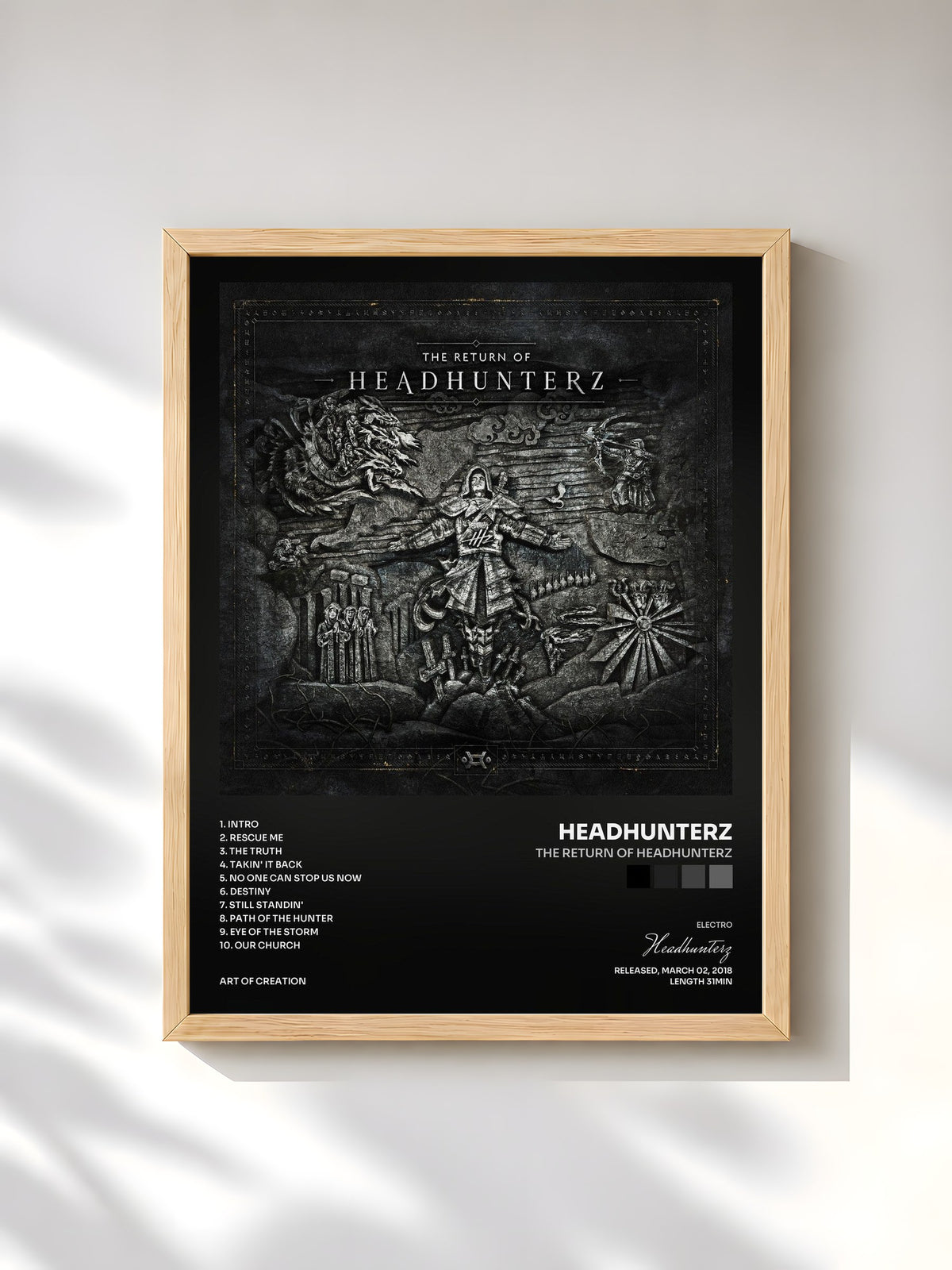 #bois Tableau de l'album The Return Of Headhunterz de Headhunterz, cadre en bois brut, imprimé et encadré en France