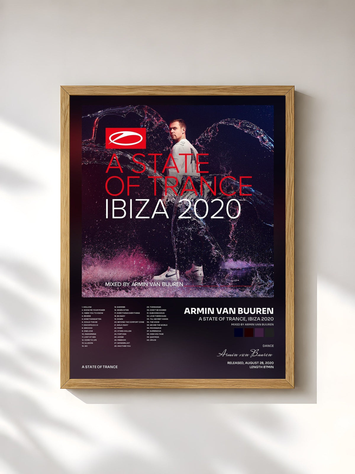 #bois Tableau de l'album A State Of Trance, Ibiza 2020 (Mixed by Armin van Buuren) de Armin van Buuren, cadre en bois brut, imprimé et encadré en France
