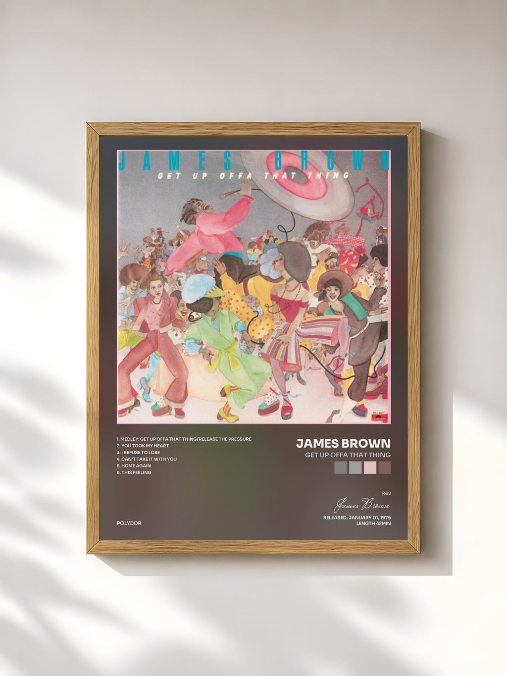 #bois Tableau de l'album Get Up Offa That Thing de James Brown, cadre en bois brut, imprimé et encadré en France