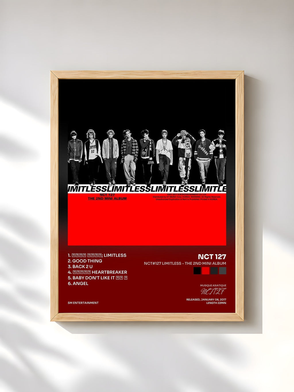 #bois Tableau de l'album NCT#127 LIMITLESS - The 2nd Mini Album de NCT 127, cadre en bois brut, imprimé et encadré en France