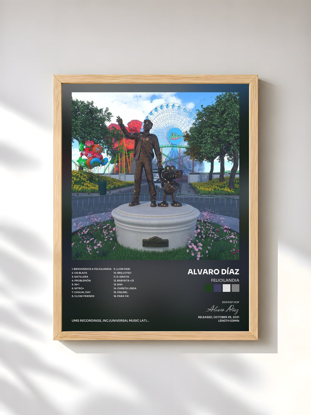 #bois Tableau de l'album Felicilandia de Alvaro Díaz, cadre en bois brut, imprimé et encadré en France