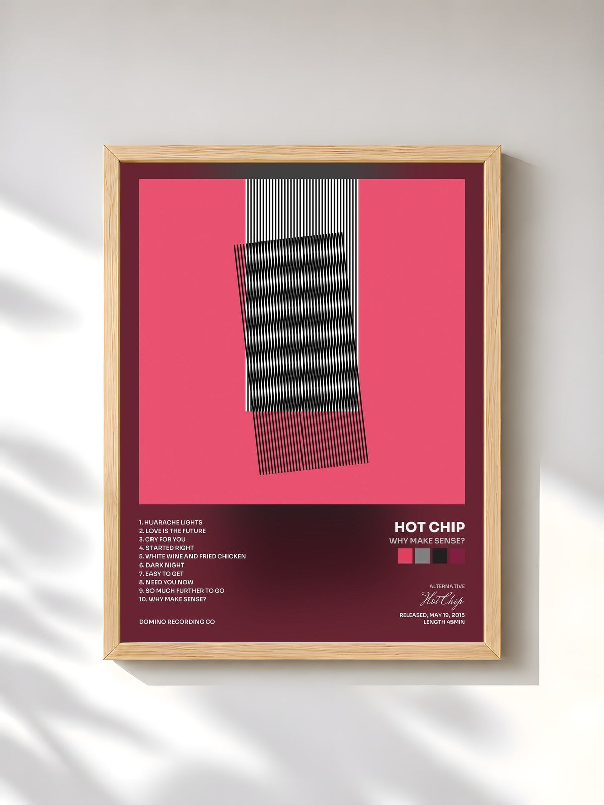 #bois Tableau de l'album Why Make Sense? de Hot Chip, cadre en bois brut, imprimé et encadré en France