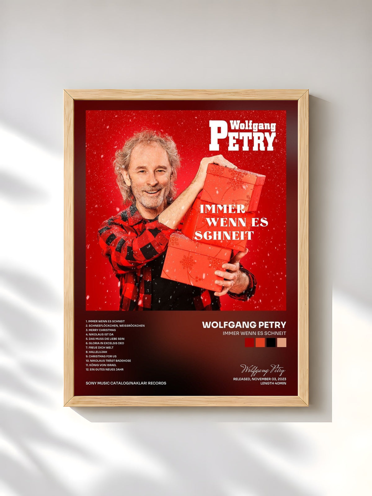 #bois Tableau de l'album Immer wenn es schneit de Wolfgang Petry, cadre en bois brut, imprimé et encadré en France