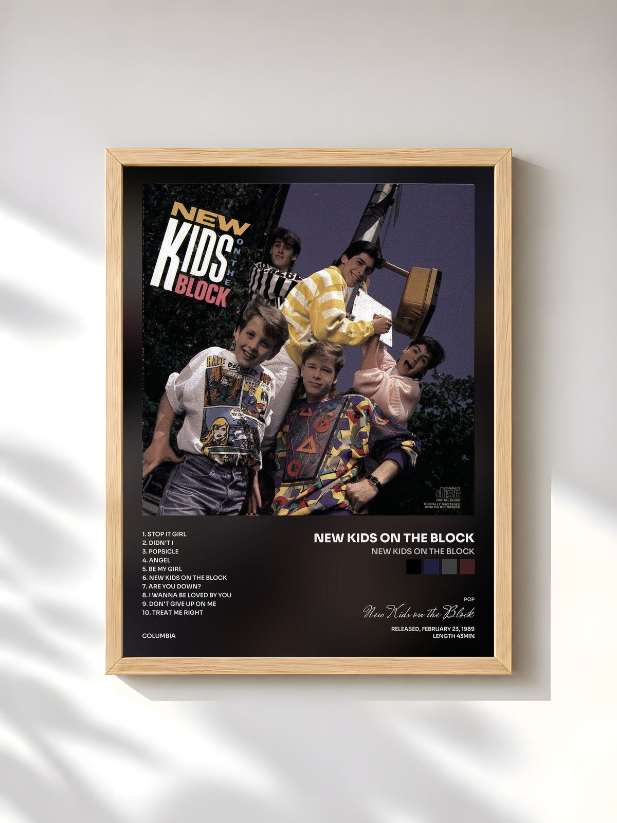 #bois Tableau de l'album New Kids On The Block de New Kids on the Block, cadre en bois brut, imprimé et encadré en France