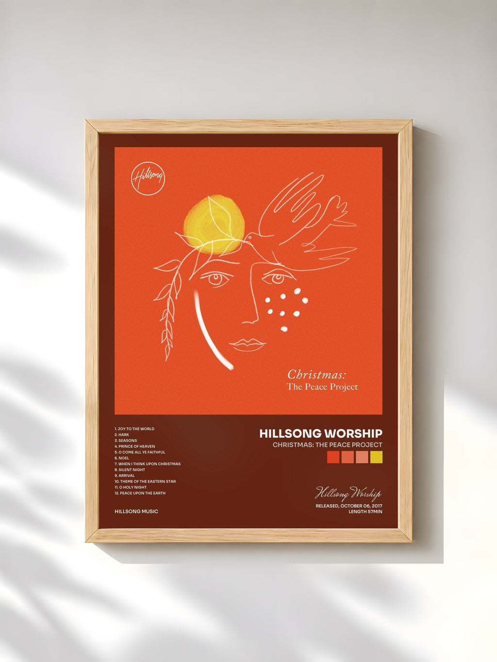 #bois Tableau de l'album Christmas: The Peace Project de Hillsong Worship, cadre en bois brut, imprimé et encadré en France