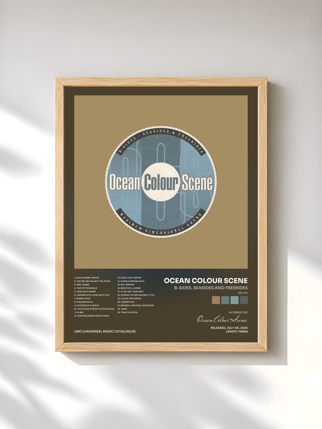 #bois Tableau de l'album B-Sides, Seasides And Freerides (Deluxe) de Ocean Colour Scene, cadre en bois brut, imprimé et encadré en France