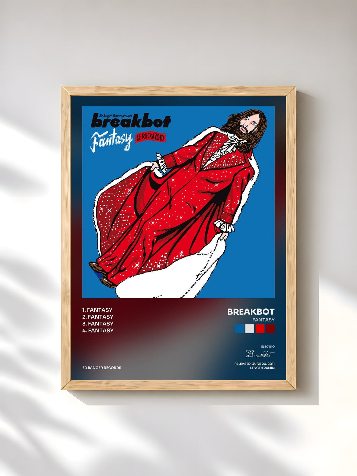 #bois Tableau de l'album Fantasy de Breakbot, cadre en bois brut, imprimé et encadré en France