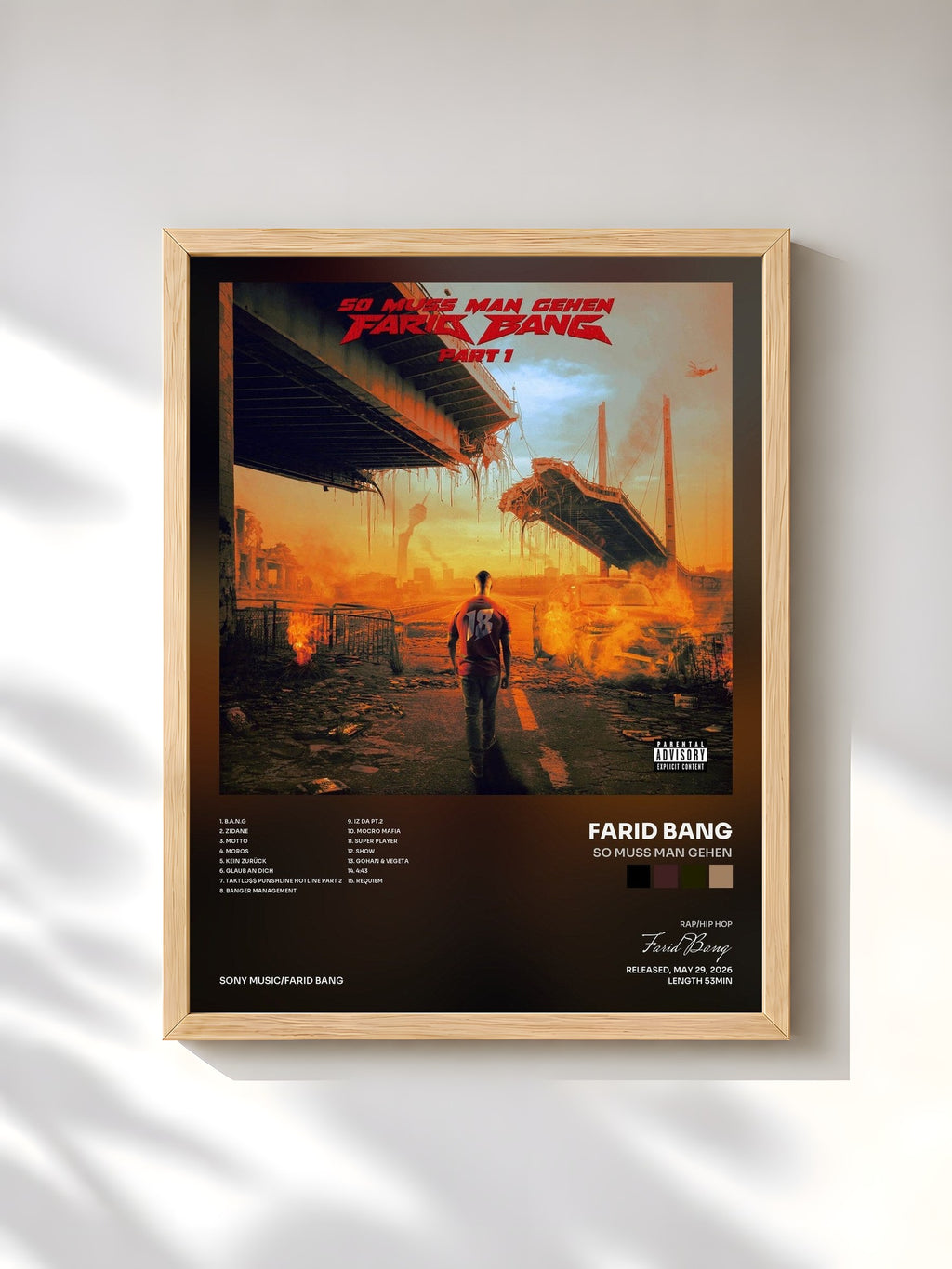 #bois Tableau de l'album So muss man gehen de Farid Bang, cadre en bois brut, imprimé et encadré en France