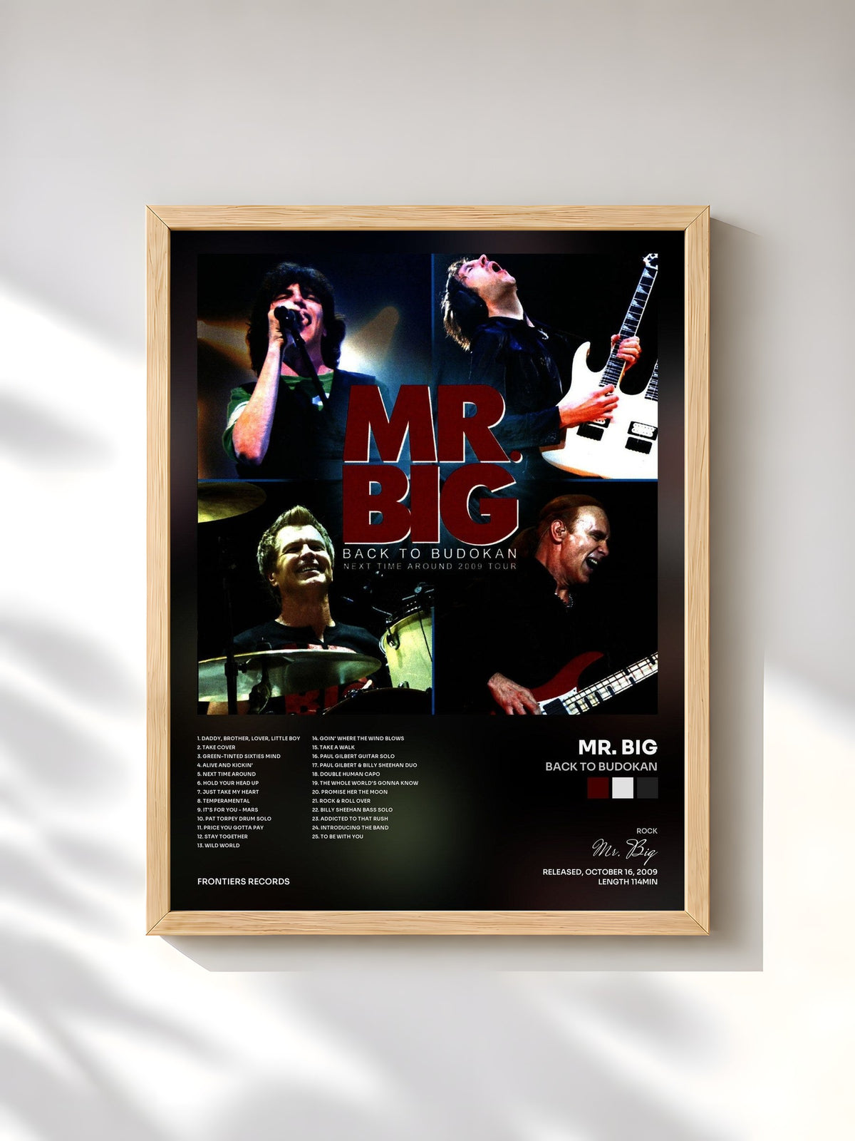 #bois Tableau de l'album Back To Budokan de Mr. Big, cadre en bois brut, imprimé et encadré en France