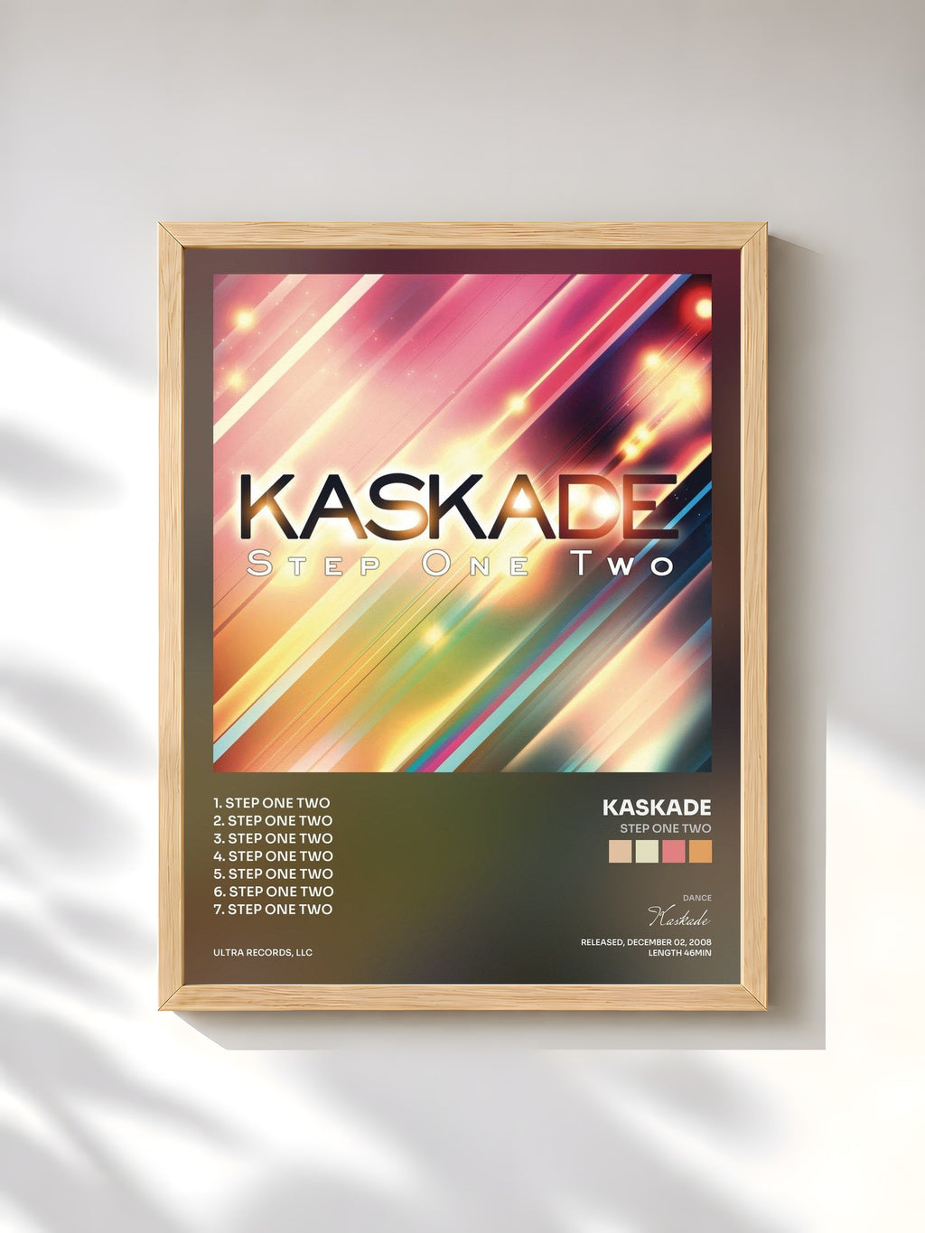 #bois Tableau de l'album Step One Two de Kaskade, cadre en bois brut, imprimé et encadré en France
