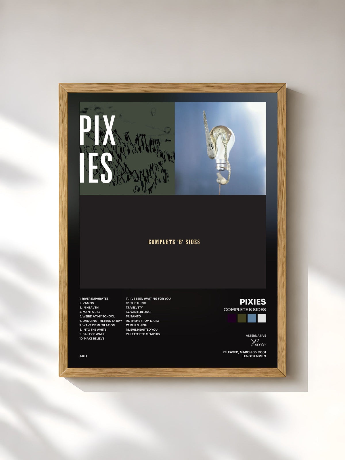 #bois Tableau de l'album Complete B Sides de Pixies, cadre en bois brut, imprimé et encadré en France