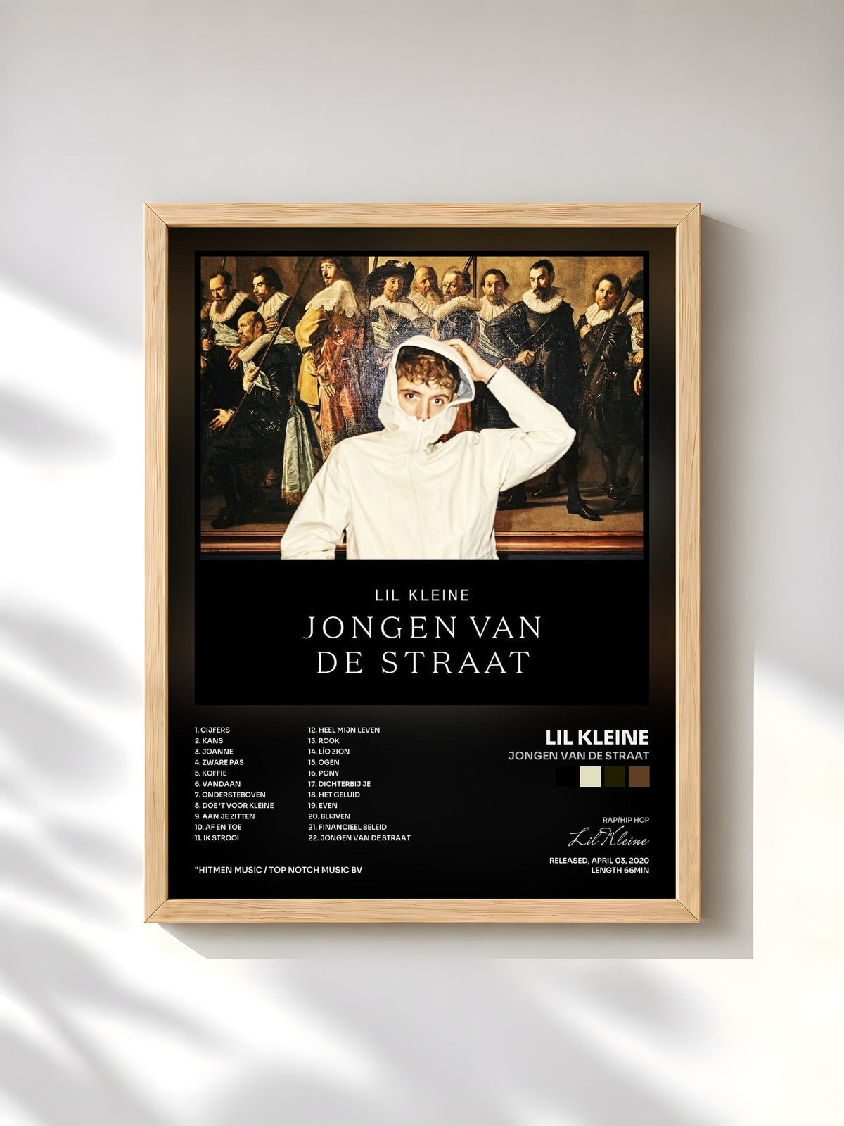#bois Tableau de l'album Jongen Van De Straat de Lil Kleine, cadre en bois brut, imprimé et encadré en France