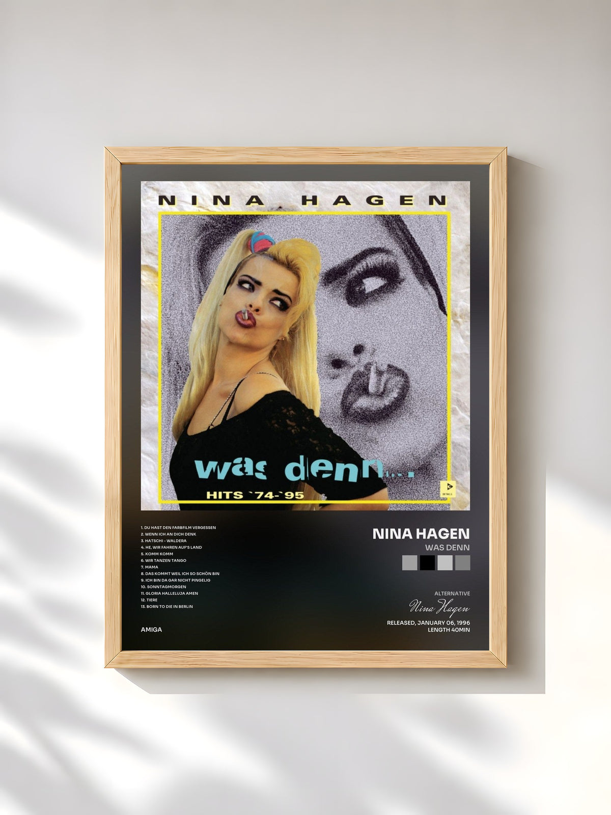 #bois Tableau de l'album Was denn de Nina Hagen, cadre en bois brut, imprimé et encadré en France
