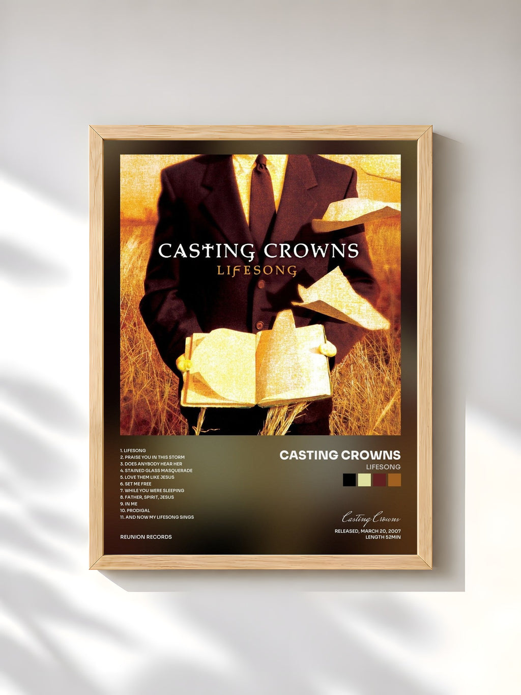 #bois Tableau de l'album Lifesong de Casting Crowns, cadre en bois brut, imprimé et encadré en France