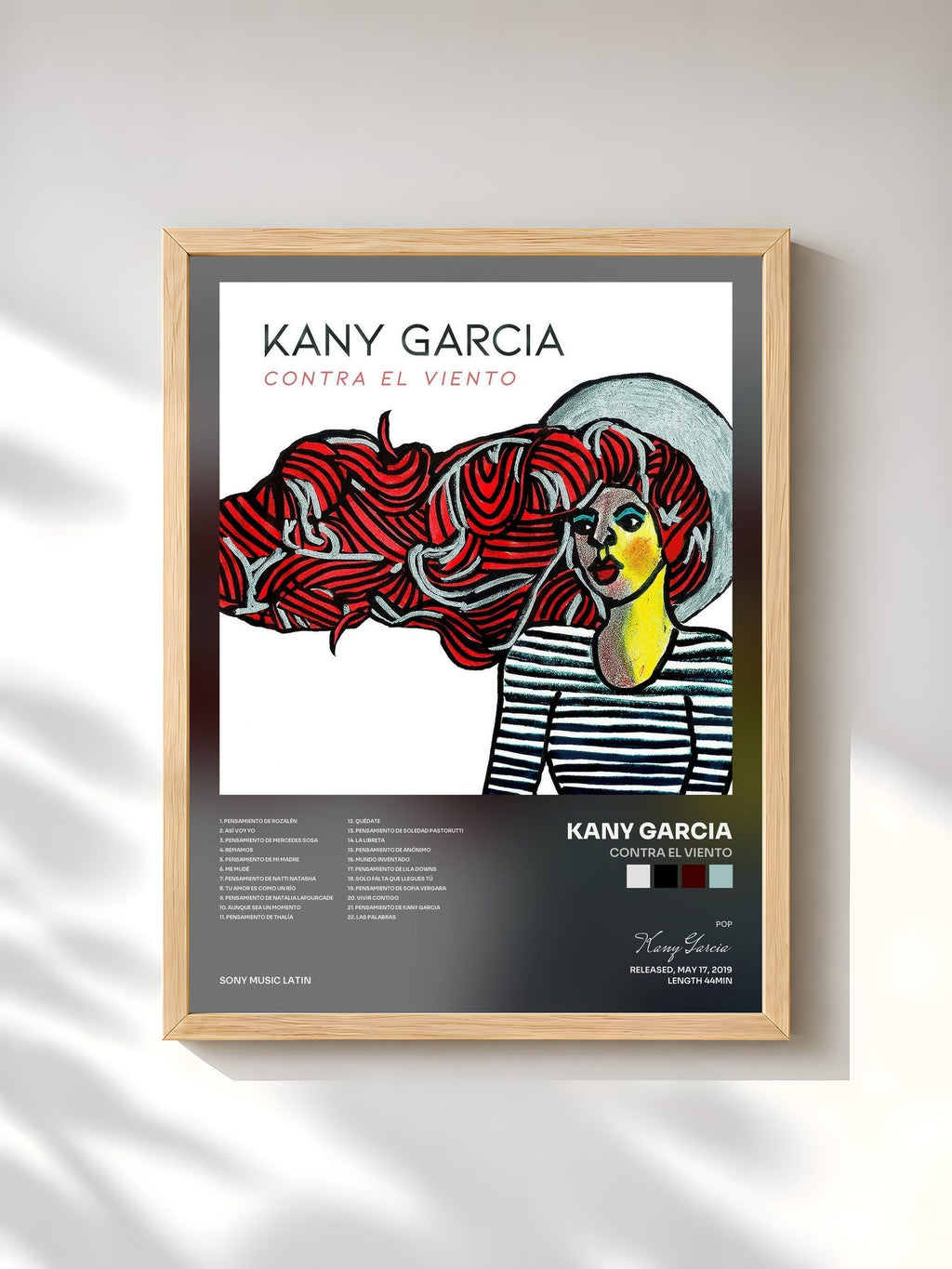 #bois Tableau de l'album Contra el Viento de Kany Garcia, cadre en bois brut, imprimé et encadré en France