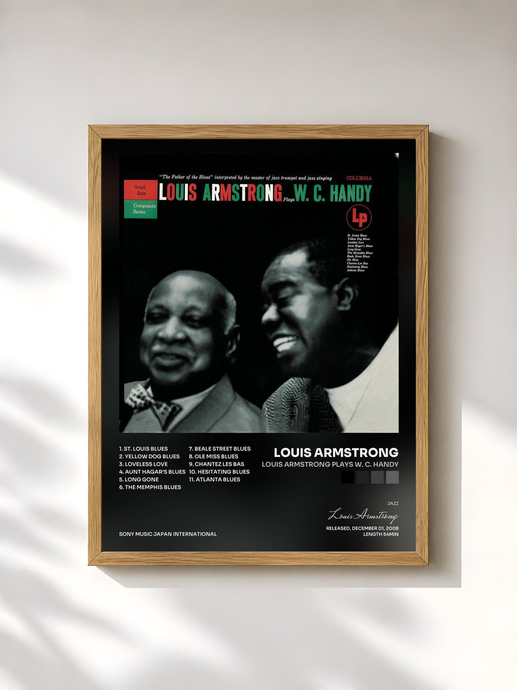 #bois Tableau de l'album Louis Armstrong Plays W. C. Handy de Louis Armstrong, cadre en bois brut, imprimé et encadré en France