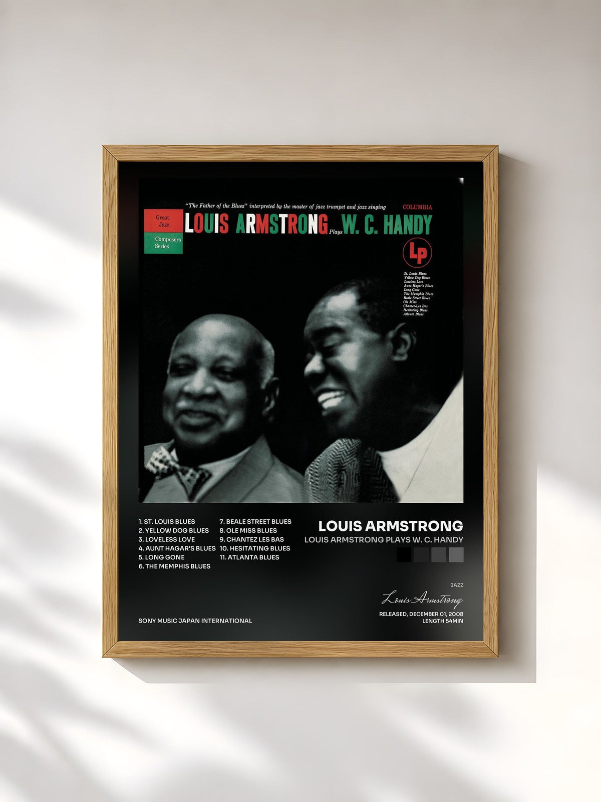 #bois Tableau de l'album Louis Armstrong Plays W. C. Handy de Louis Armstrong, cadre en bois brut, imprimé et encadré en France