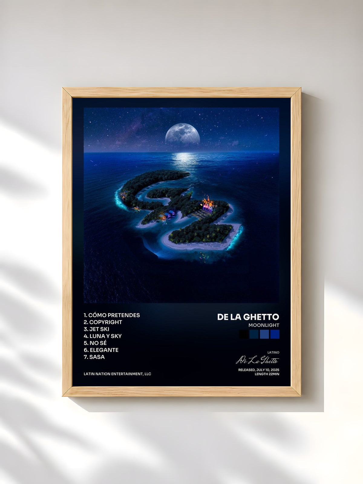 #bois Tableau de l'album Moonlight de De La Ghetto, cadre en bois brut, imprimé et encadré en France