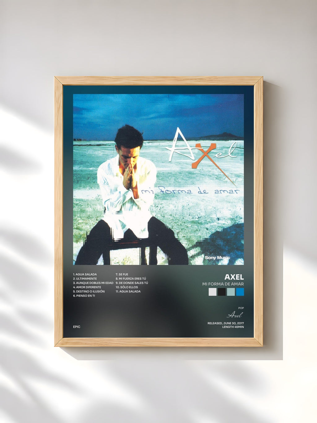 #bois Tableau de l'album Mi Forma de Amar de Axel, cadre en bois brut, imprimé et encadré en France