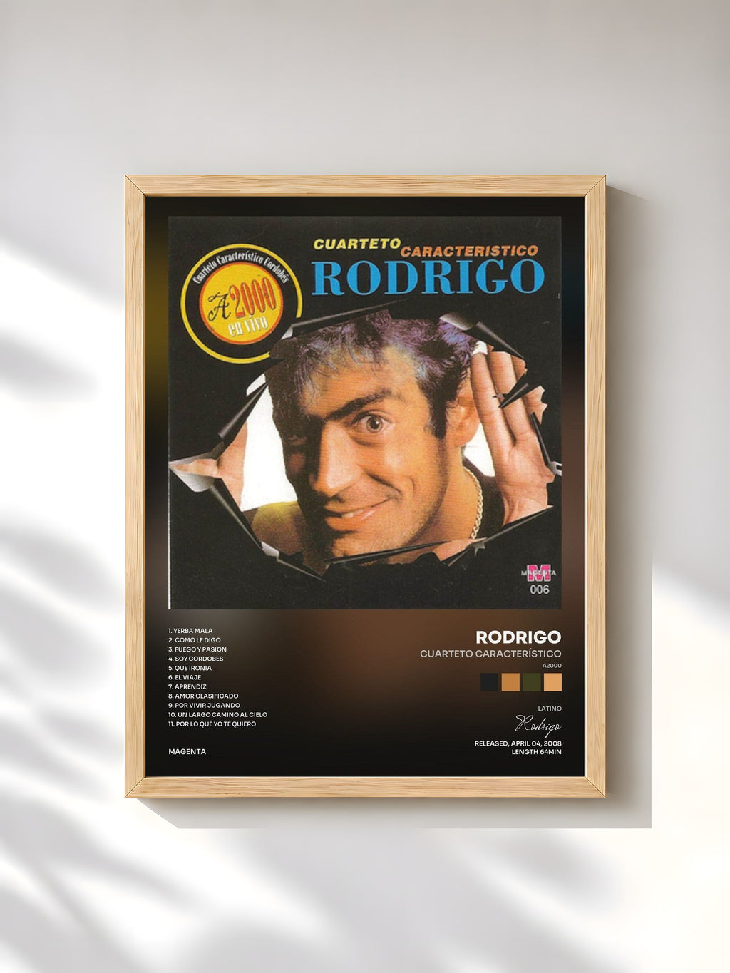 #bois Tableau de l'album Cuarteto Característico (A2000) de Rodrigo, cadre en bois brut, imprimé et encadré en France