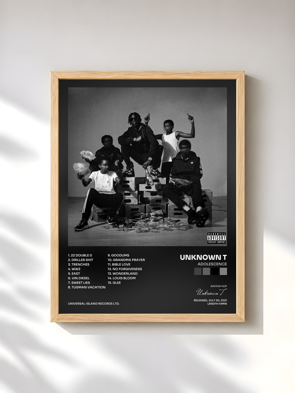 #bois Tableau de l'album Adolescence de Unknown T, cadre en bois brut, imprimé et encadré en France