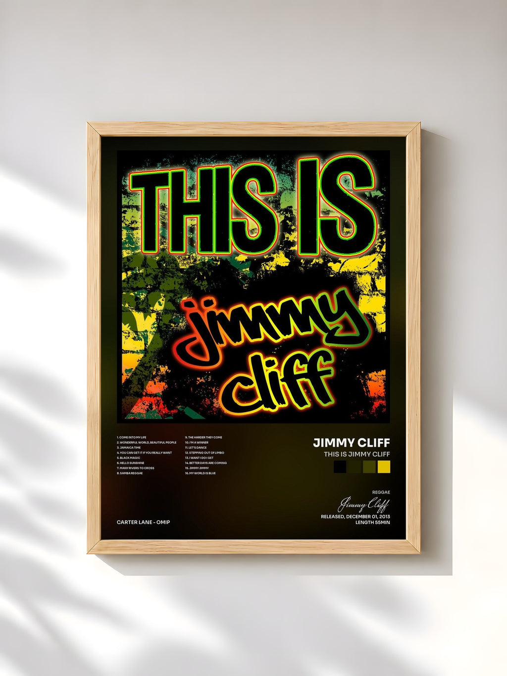 #bois Tableau de l'album This Is Jimmy Cliff de Jimmy Cliff, cadre en bois brut, imprimé et encadré en France